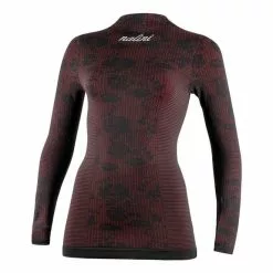 Maillot De Corps Nalini Seamless Manche Longue Noir Rouge Foncé Femme