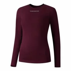 Maillot De Corps Shimano Vertex Manche Longue Rouge Bordeaux Femme