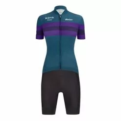 Équipement Santini Nova Eroica Opera Full Zip Gravel Bleu Noir Femme